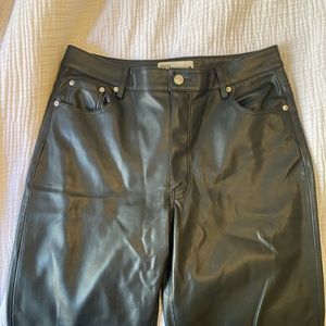 Straight leg leather pants